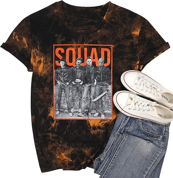 Womens Halloween Squad T-Shirt Funny Graphic Tee Women Hocus Pocus Tops Shirts | Amazon (US)