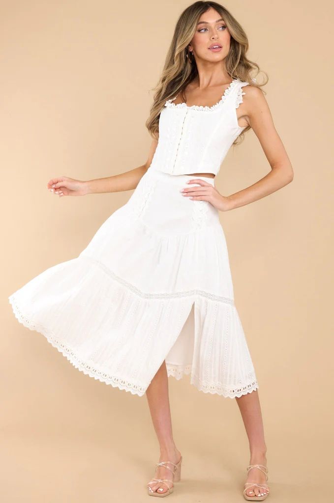 Looking My Best White Eyelet Corset Top | Red Dress 