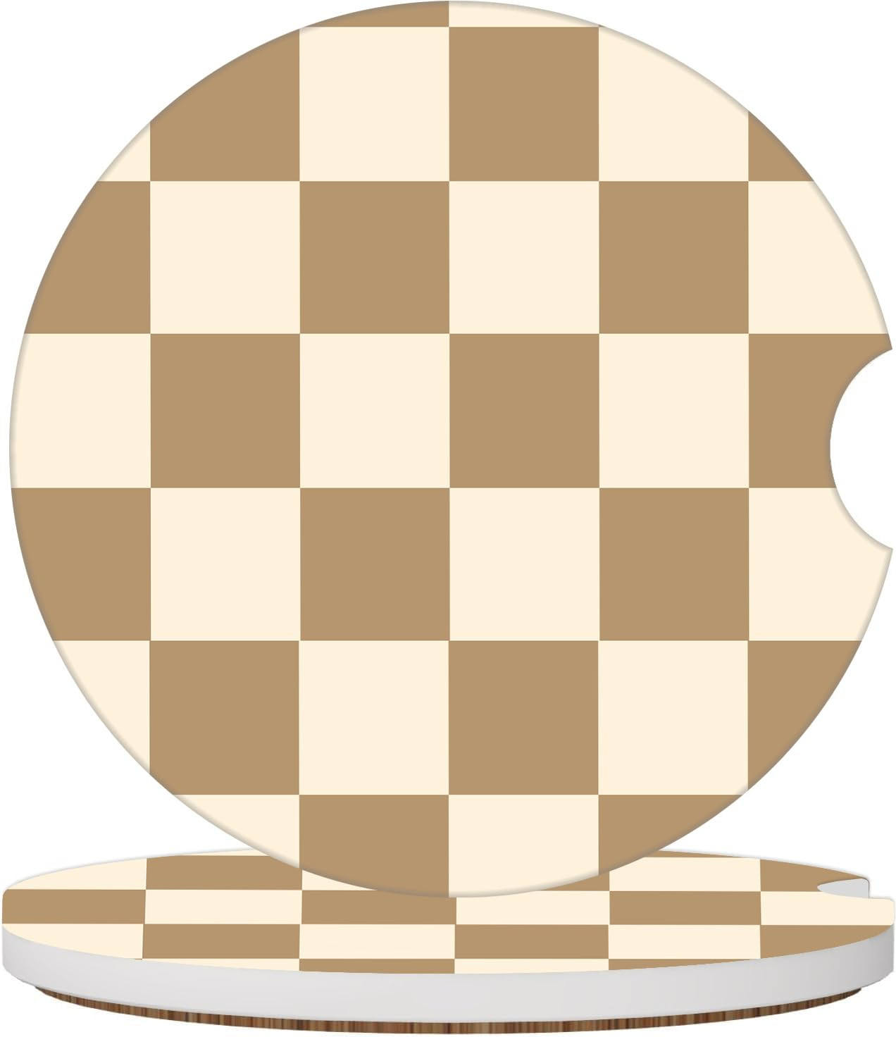 Funny Beige Checkered Car Coasters for Cup Holders, 2 Pack Car Cup Holder Coasters for Women Men,... | Amazon (US)