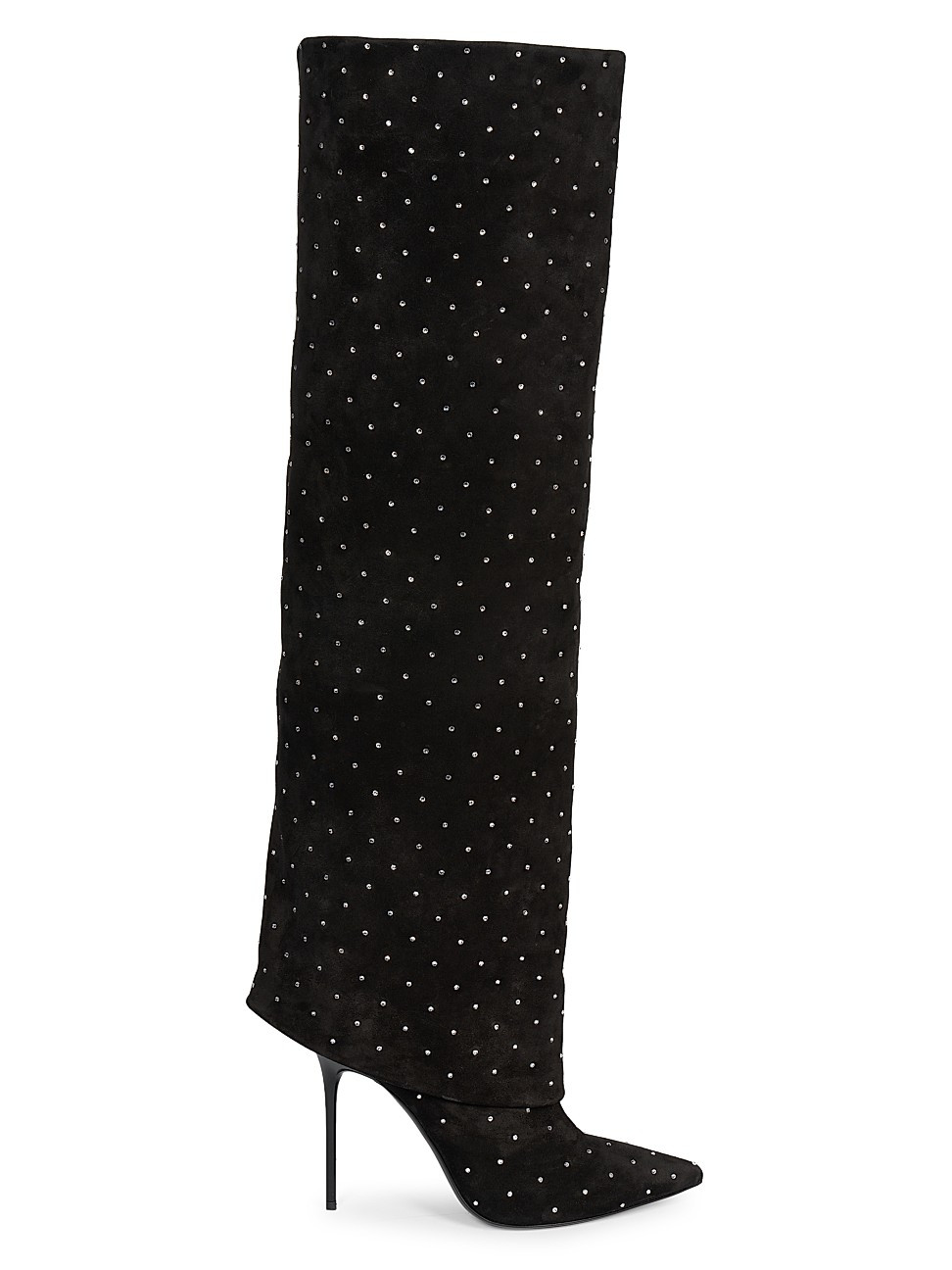 Women's Ariel 95MM Suede & Crystal Knee-High Boots - Black - Size 8.5 | Saks Fifth Avenue