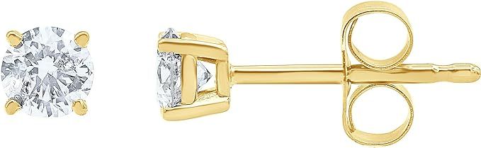 0.25 to 2.00 Carat Diamond, 14K Yellow Gold Round-cut Solitaire Stud Earring (I-J, I2-I3) by La4v... | Amazon (US)