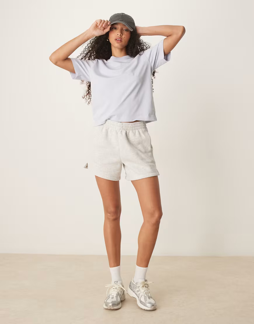 Abercrombie & Fitch essential mid rise long line short in light grey | ASOS (Global)