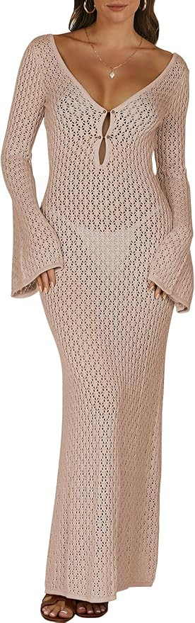 ANRABESS Women Swimsuit Swim Crochet Cover Up Knit Bathing Suit Swimwear 2025 Summer Bodycon Beac... | Amazon (US)