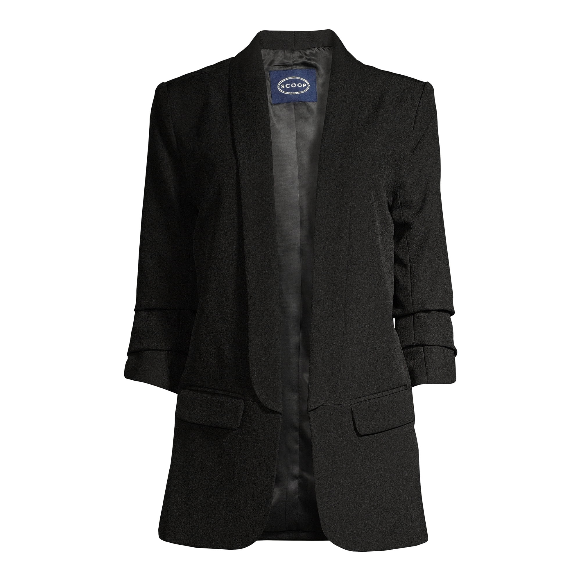 Scoop Women’s Matte Boyfriend Blazer with Scrunch Sleeves | Walmart (US)