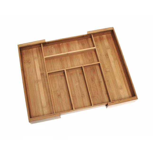 Style Selections 18.125-in x 13.125-in Brown Bamboo Wood Expandable Drawer Organizer | Lowe's