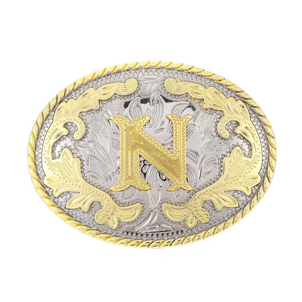 HUABOLA CALYN Western Belt Buckle Initial Letters ABCDEFG to Y-Cowboy Rodeo Gold Large Belt Buckl... | Amazon (US)