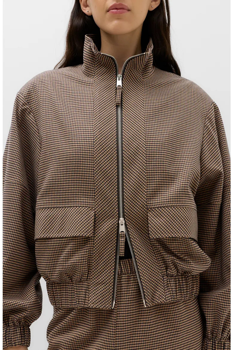 M&S Check Stand Collar Jacket in Brown Mix at Nordstrom, Size 14 | Nordstrom