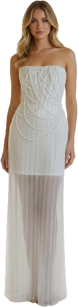 TTYBridal Sequin Tube Wedding Dress for Women 2026 Beaded Sparkly Formal Cocktail Evening Party M... | Amazon (US)