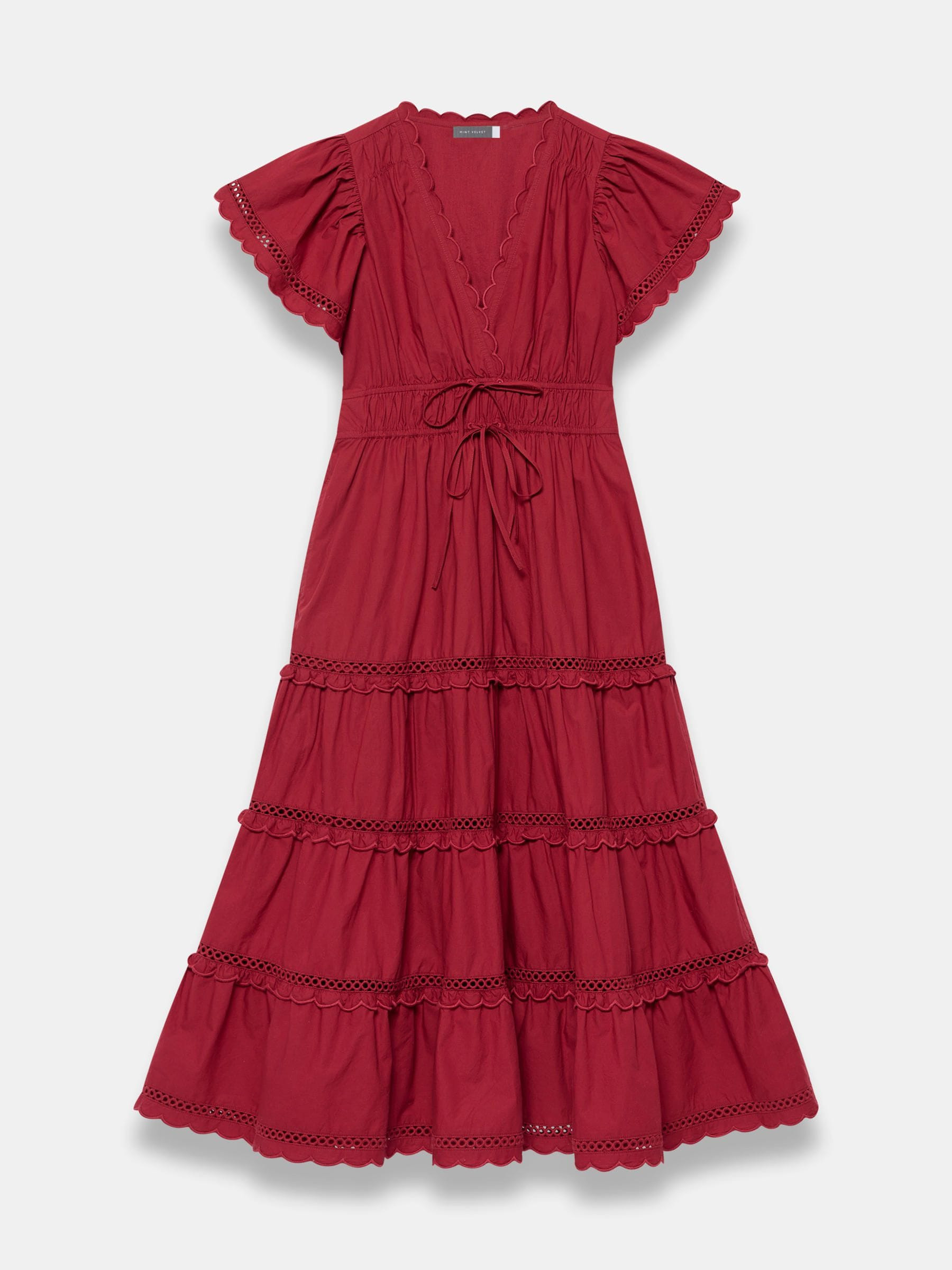 Mint Velvet Mint Velvet Red Cotton Scallop Trim Maxi Dress | Next US