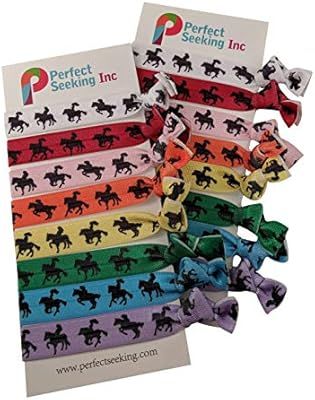 Horse Silhouettes Hair Elastics Ribbon Ties (2 Cards,16 Hair Ties) Girls Equestrianism Horseback ... | Amazon (US)