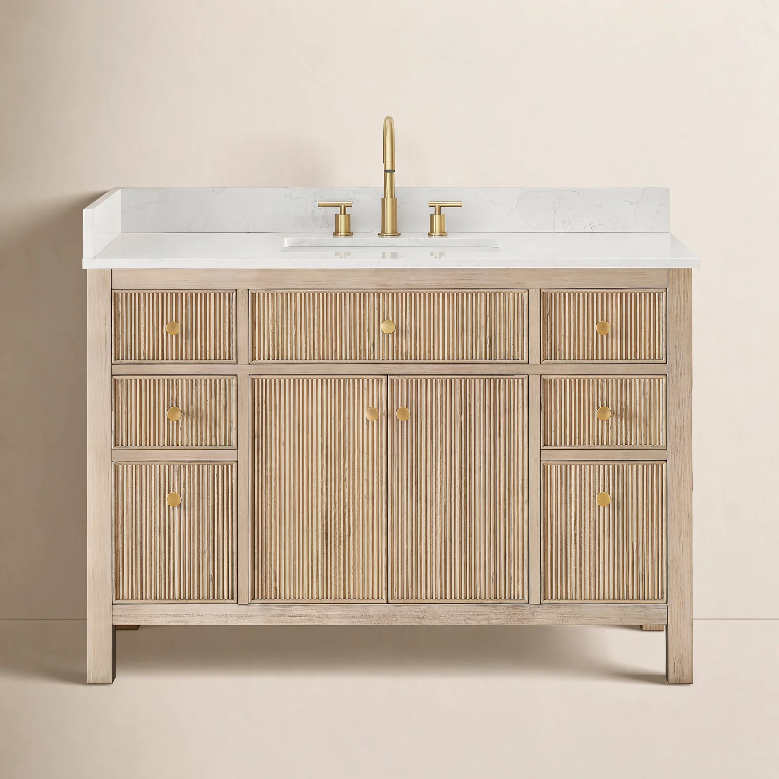 Birch Lane™ Lala 48" Single Bathroom Vanity with Grain White Engineered Stone Countertop without Mirror & Reviews - Wayfair Canada | Wayfair North America