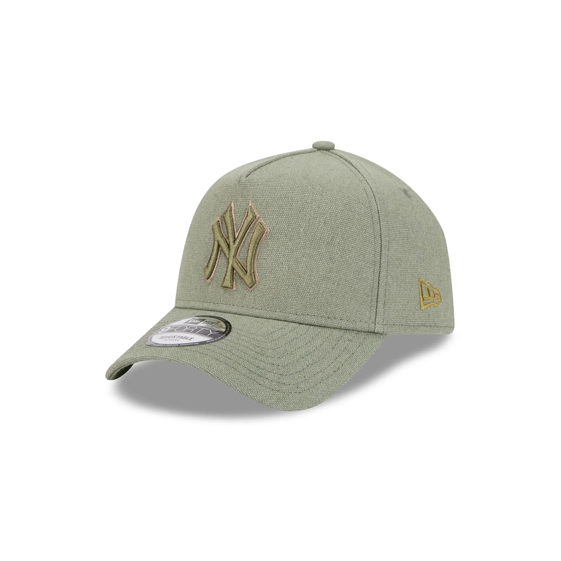 New York Yankees Logo Essentials Olive 9FORTY A-Frame Snapback Hat | New Era