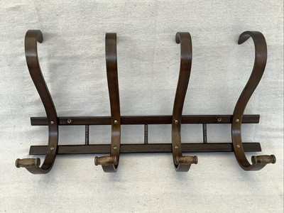 Vintage Bentwood 4 Hook Wall Mount Hat Coat Jacket Scarf Rack Thonet Style Brown | eBay | eBay US