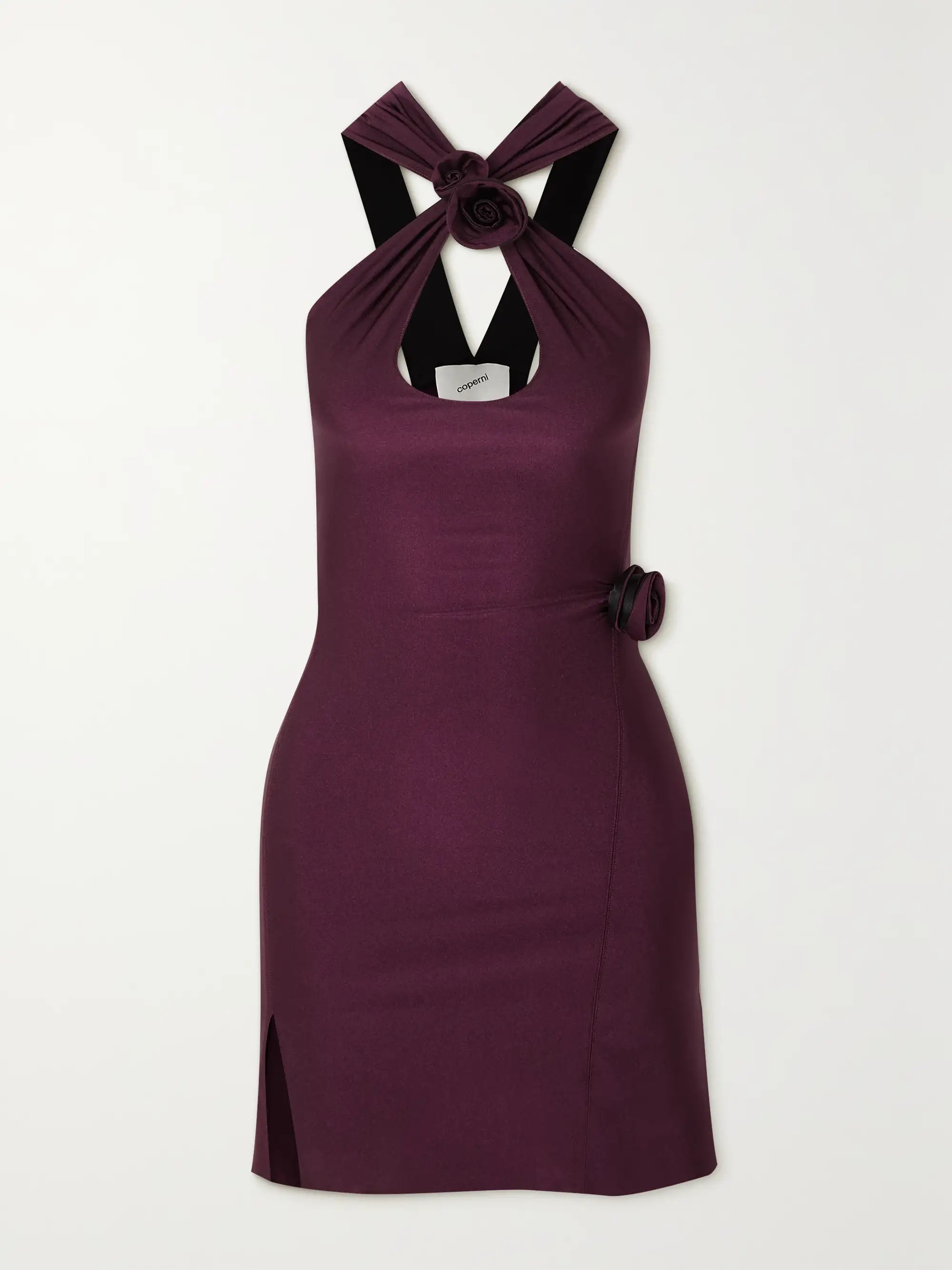 Appliquéd stretch-satin mini dress | NET-A-PORTER (UK & EU)