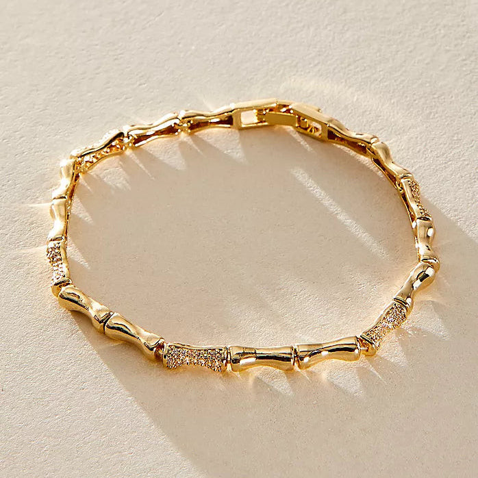 Bamboo Pave Bracelet - Gold | Joy Dravecky