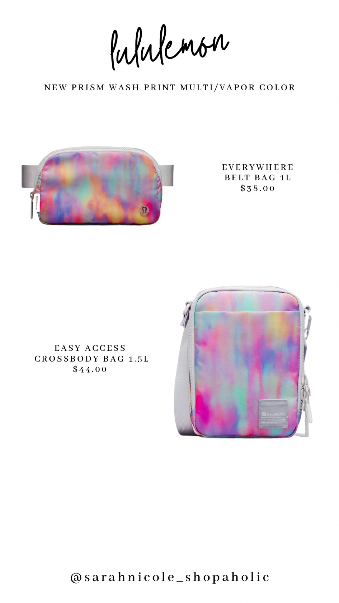 lululemon belt bag prism wash print multi/vapor lemon bunny Curated Bundle: 8 Everywhere Bags in Ombr Lululemon Quilted Grid Belt Bag