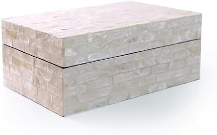 PEMAR Capiz Shell Jewelry Box with Lids Rectangular Keepsake Treasure Chest, Shelf Decorative Woo... | Amazon (US)