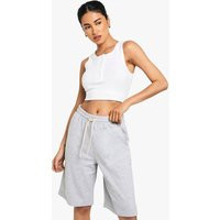 Womens Loose Fit Longline Jogger Short - Grey - M | boohoo (US & Canada)