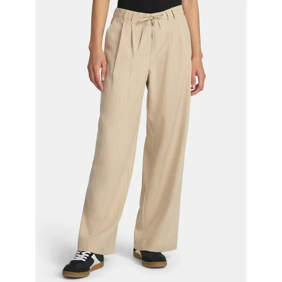 No Boundaries Pleat Wide Leg Trousers, 31" Inseam, Women's - Walmart.com | Walmart (US)
