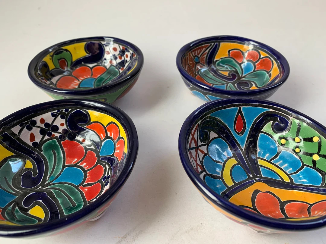 Salsa Bowls Talavera Set of 4 Cobalt Blue Small 4 Diameter / Depth 1.5 Mexican Folk Art Handmade ... | Etsy (US)