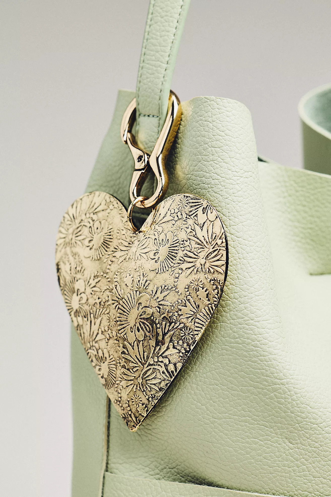 Large Embossed Metal Heart Bag Charm | Anthropologie (US)