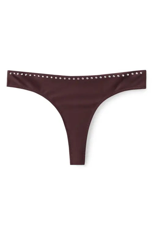 MANGO Studded Brazilian Bikini Bottoms in Brown at Nordstrom, Size Large | Nordstrom