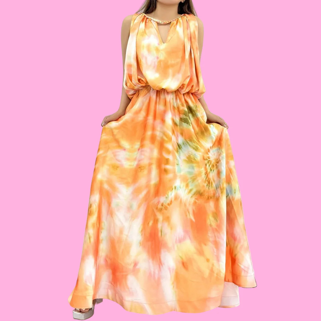Tie-Dye Sleeveless Maxi Dress | Teggy French