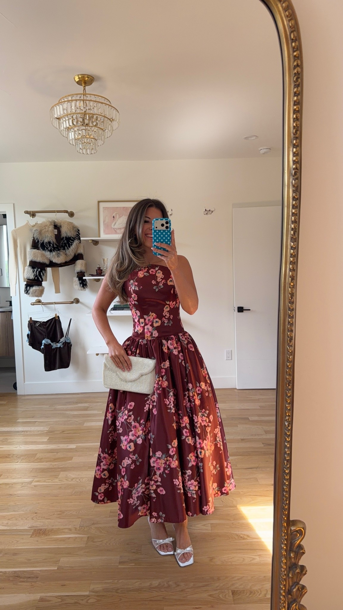burgundy strapless satin midi dress with a pink floral print, drop waist, and full skirt wedding guest dress for fall and winter 🍂 

mac duggal: emerson10
lulus: emerson20 (first purchase) 

I'm 5'4 wearing my usual size small/2

Fall wedding guest dresses, wedding guest dresses, cocktail dresses, semi-formal dresses, black tie wedding guest dresses, destination wedding guest dresses, garden party dresses, wedding guest dresses