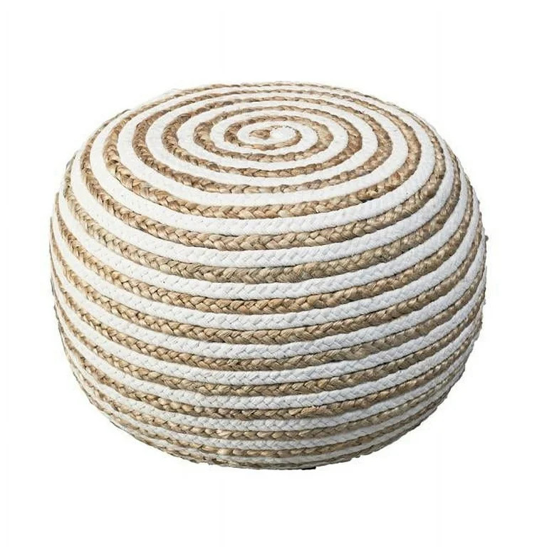 LR Home Savanna Round Natural/White Striped Indoor Pouf Ottoman, 20" H x 14" W | Walmart (US)