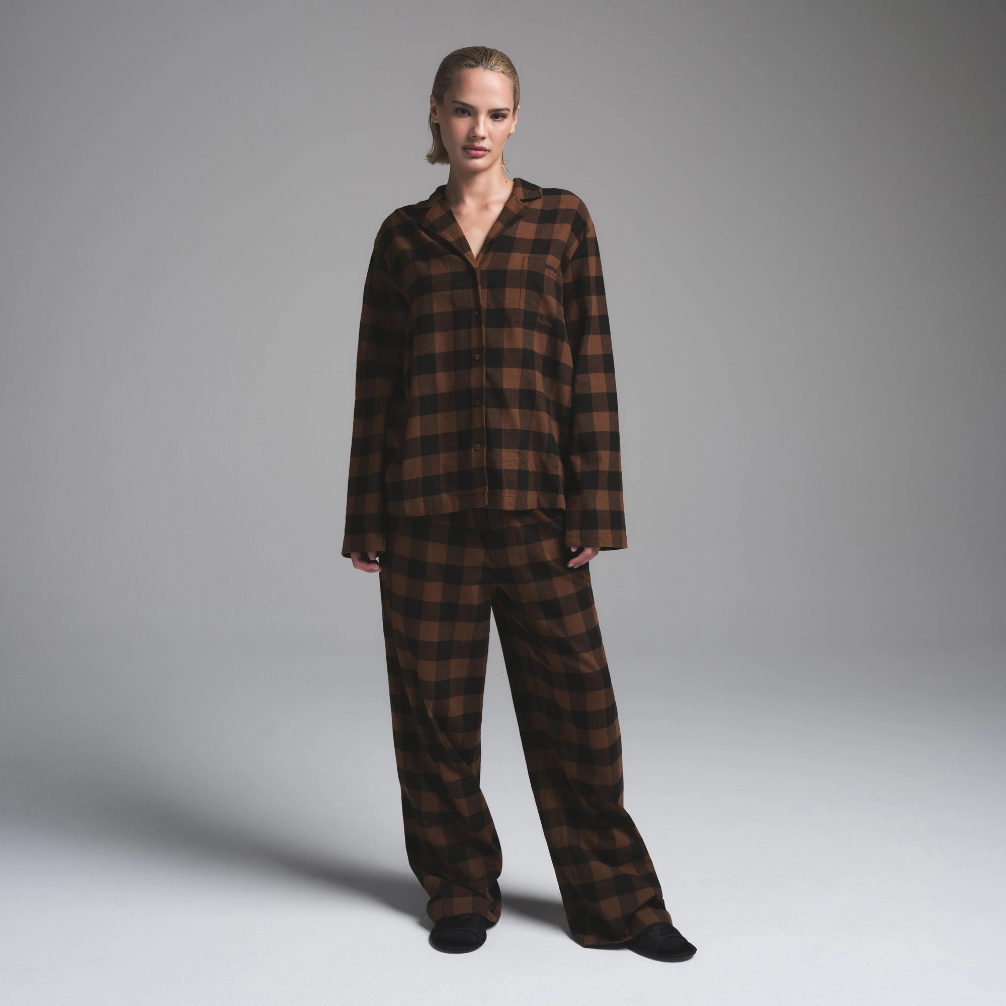 FLANNEL SLEEP LONG SLEEP SET | JASPER BUFFALO CHECK | SKIMS (US)
