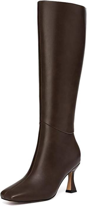 Athlefit Women's Kitten Heel Knee High Boots Square Toe High Heel Sexy Tall Boots with Side Zippe... | Amazon (US)