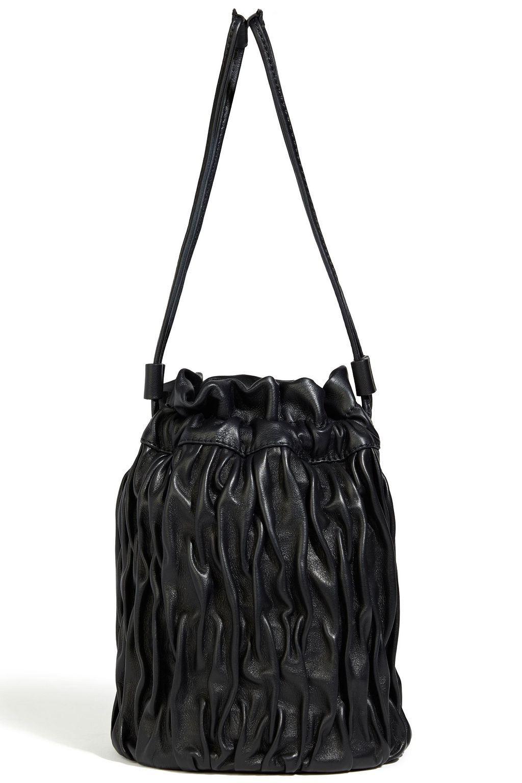 Black Gathered leather bucket bag | GANNI | THE OUTNET | The Outnet (US and CA)