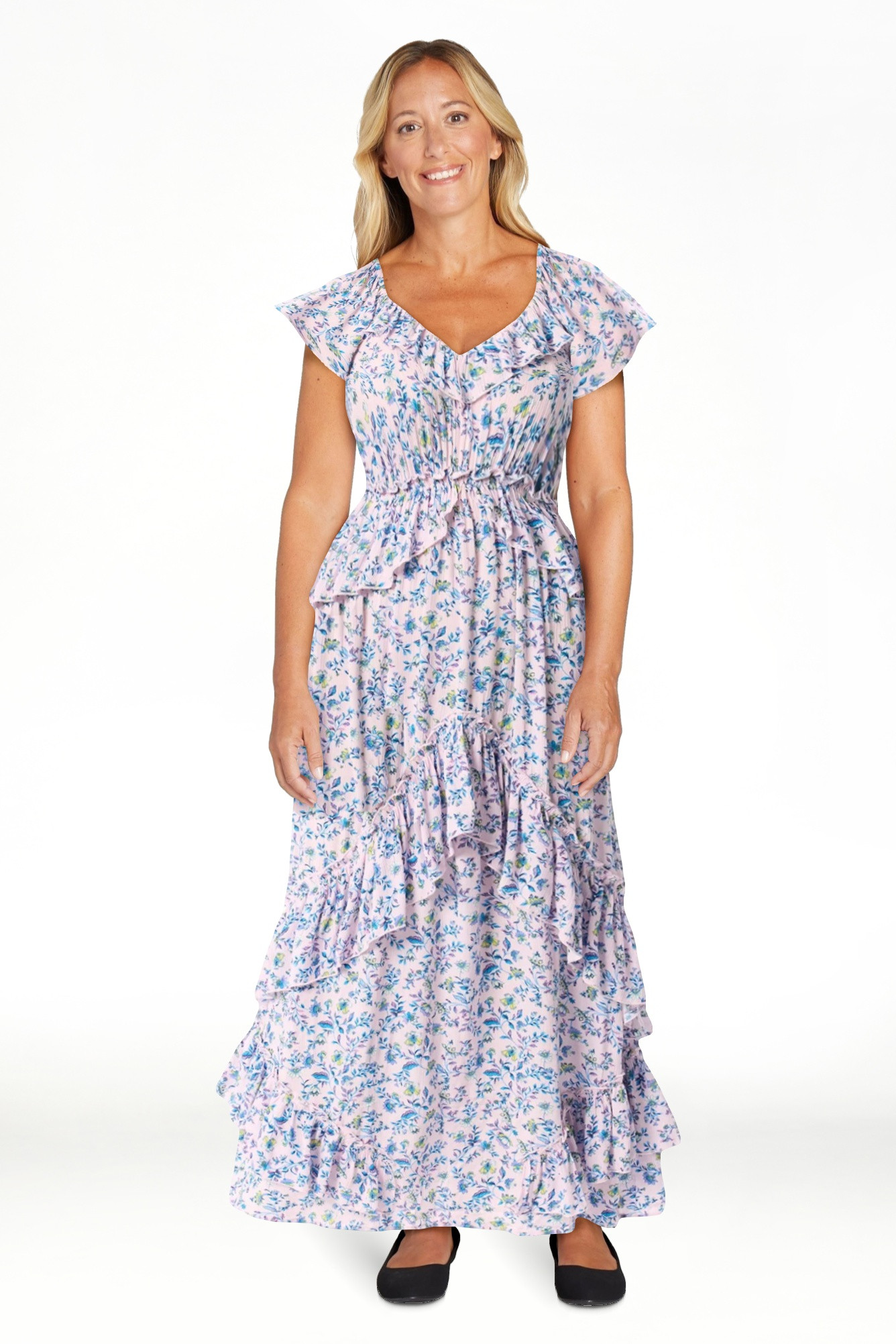 Jessica Simpson Women's Ember Maxi Ruffle Dress, Sizes XS-XL | Walmart (US)