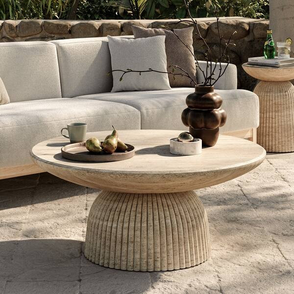 Studio London Maddox Single Round Coffee Table Stone Marble Effect - Bed Bath & Beyond - 40949938 | Bed Bath & Beyond