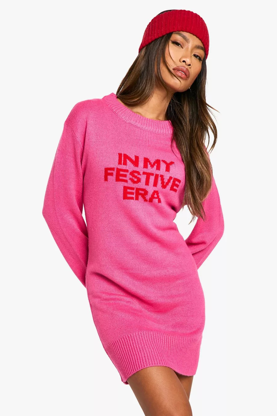 In My Festive Era Christmas Sweater Dress | boohoo (US & Canada)