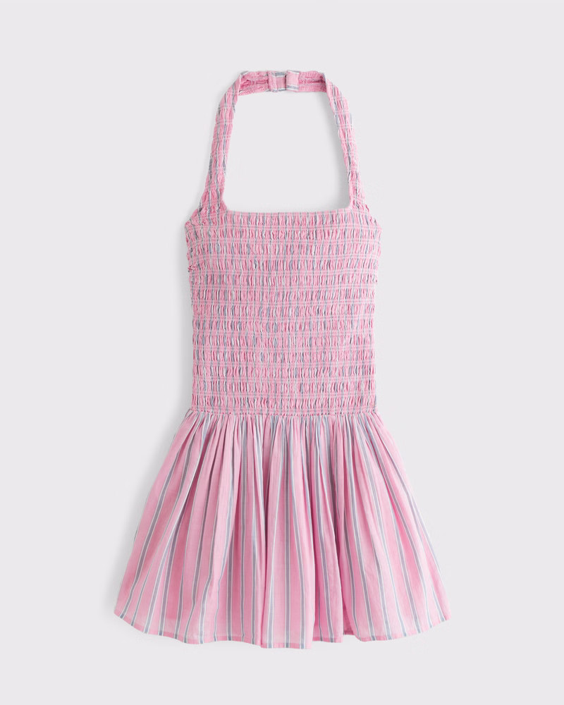 Drop-Waist Smocked Mini Dress | Abercrombie & Fitch (US)