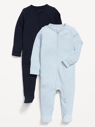 Sleep & Play 2-Way-Zip Footed One-Piece 2-Pack for Baby | Old Navy (US)