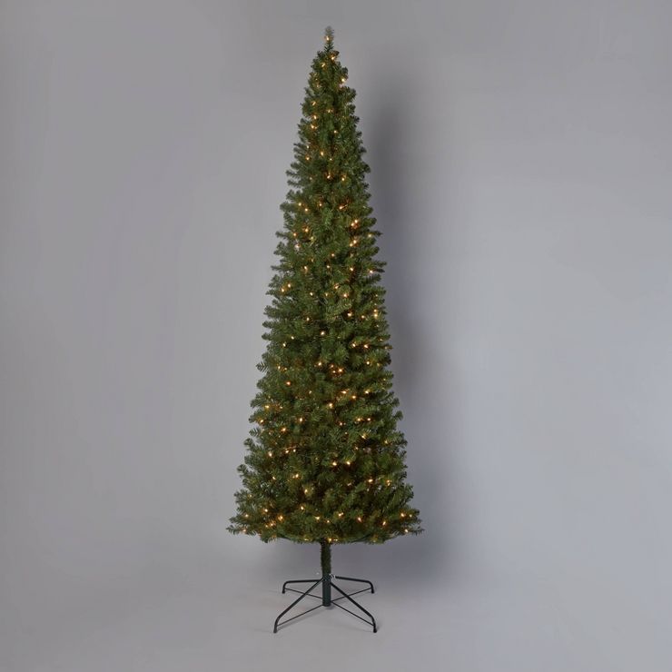 9' Pre-Lit Slim Alberta Spruce Hinged Artificial Christmas Tree Clear Lights - Wondershop™ | Target