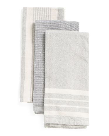 3pk Stone Washed Terry Kitchen Towels | TJ Maxx