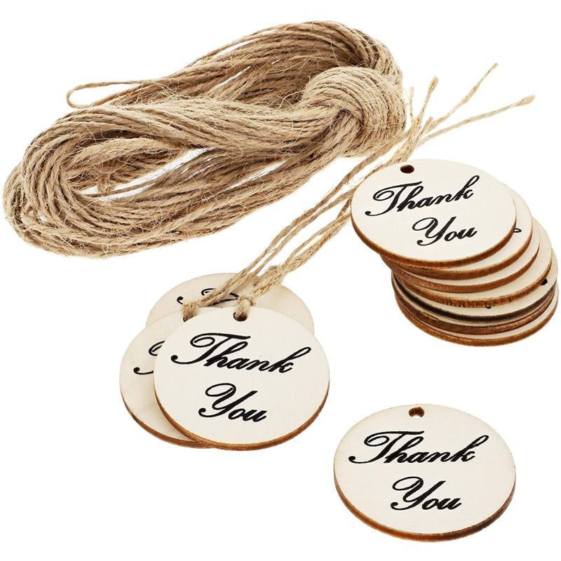 100-Pack Thank You for Celebrating with Us - Wood Tags with Twine for Wedding and Baby Shower Par... | Target