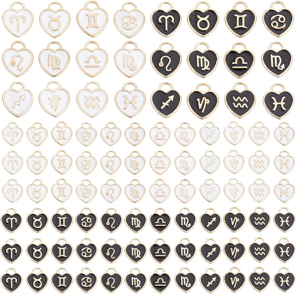 PH PandaHall 12 Constellation Heart Charms, 96pcs Zodiac Sign Enamel Pendants Double Sided Birthd... | Amazon (US)