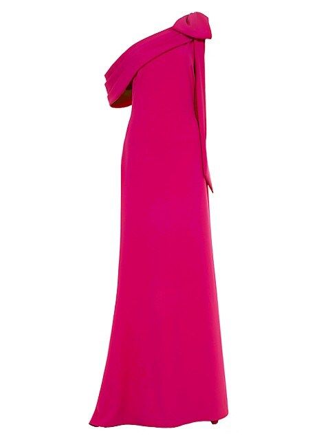 One-Shoulder Bow Crepe Gown | Saks Fifth Avenue