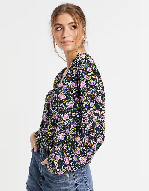 JDY v neck blouse in floral print | ASOS (Global)