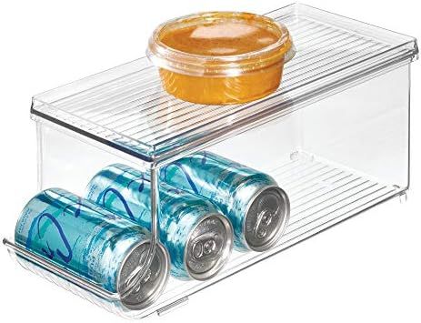 iDesign Fridge Binz BPA-Free Plastic Beverage Can Organizer with Lid - 13.84" x 5.7" x 5.8", Clea... | Amazon (US)