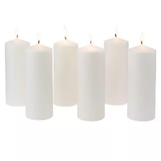 6pk Pillar Candles White - Stonebriar Collection | Target