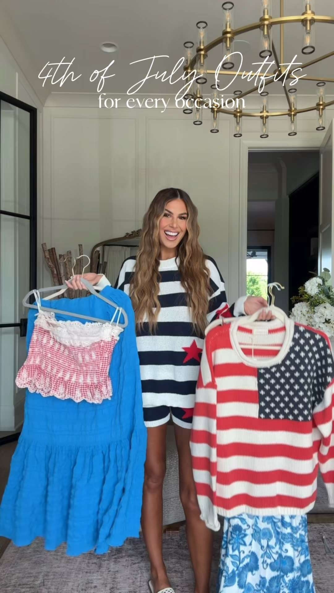 the 4th of july outfits everyone needs ❤️wearing a small in everything and 26 in shorts! use code hollie35 for 35% off 🇺🇸 

 