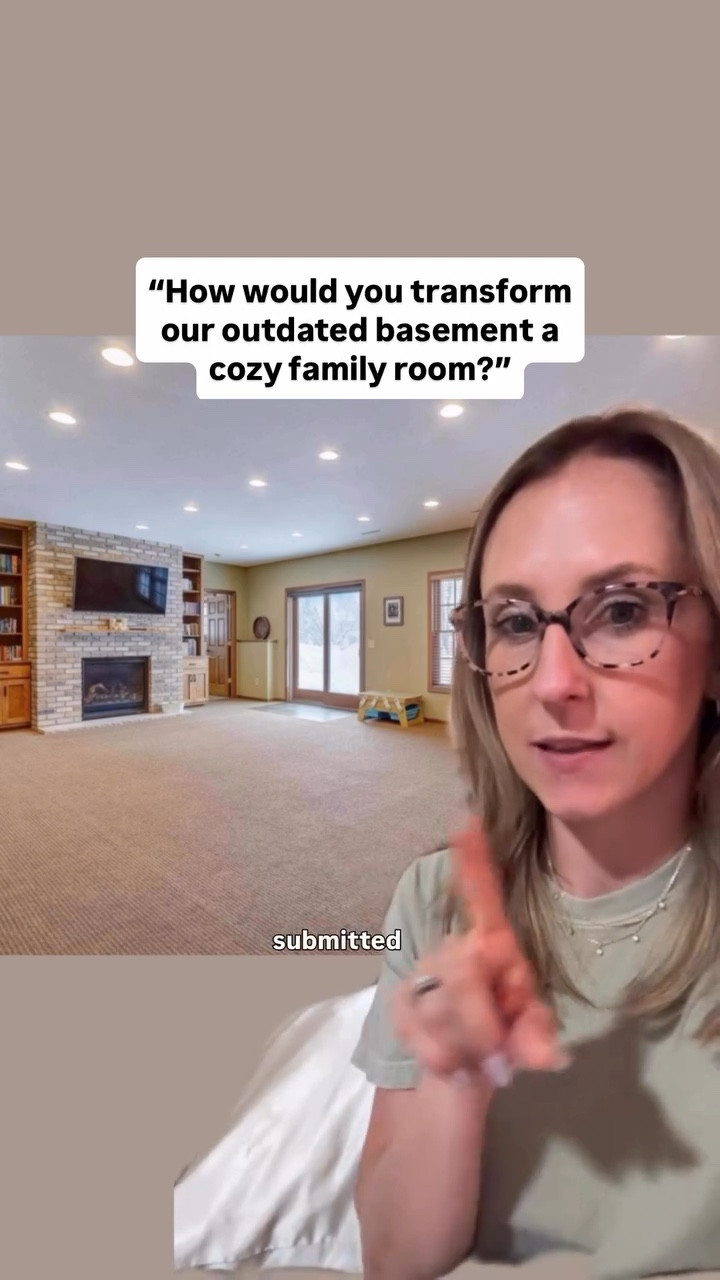 Every week I take photos that you guys submit and show you what I would do if I was designing and decorating!

This basement layout is super common and so easy to update with a few simple cosmetic changes and beginner friendly DIYs! 🤩

Would you paint the brick or leave it natural?? 

#interiordesign #diyhomeprojects #basementremodel