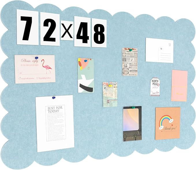 Scalloped Felt Bulletin Board 72 x 48 Inches Foldable Light Blue Pin Cork Board Alternative for W... | Amazon (US)