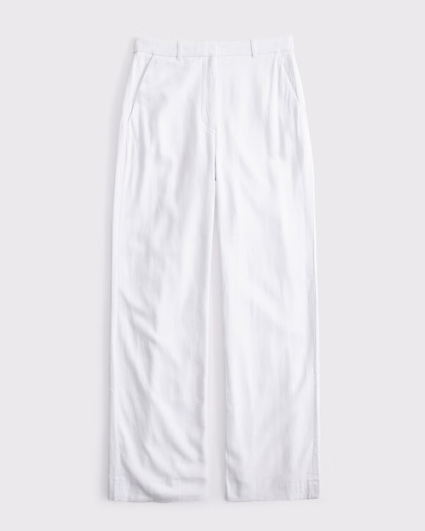 Women's Tailored Linen-Blend Wide Leg Pant | Women's Clearance | Abercrombie.com | Abercrombie & Fitch (US)