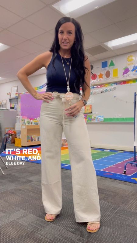 My favorite spring to summer palazzo jeans are 40% off and also come in petites. They’re comfortable, light-weight material and they fit TTS. (I’m in my normal size 4.)

I size up to a M in this tank.

#LTKWorkwear #LTKSaleAlert #LTKVideo